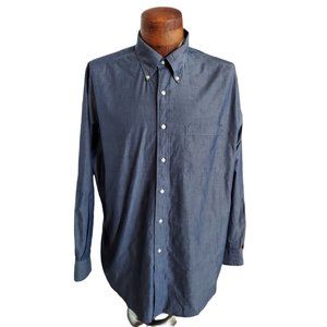 ARBORWAY Men's Dark Blue Button Down Chambray Shirt Size 17